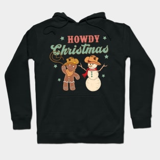 Howdy Christmas Retro Groovy Cowboy Snowman Western Funny Hoodie